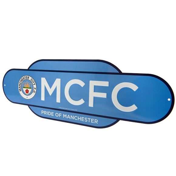 Manchester City FC Retro Hanging Sign / Sky Blue/White - Picture 2 of 3